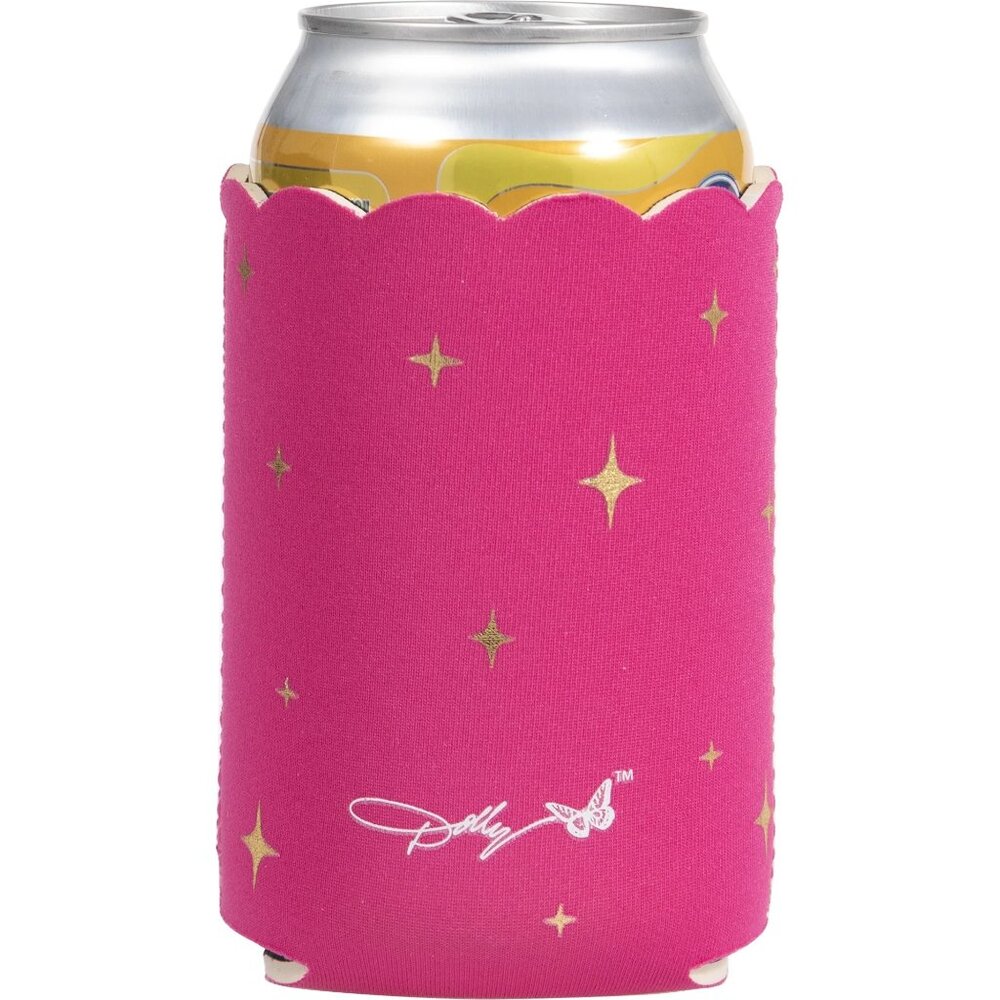 Dolly Parton Pink Gold Can Cooler Sleeve 4x5 Neoprene Party Favor Bachelorette - Picture 3 of 4